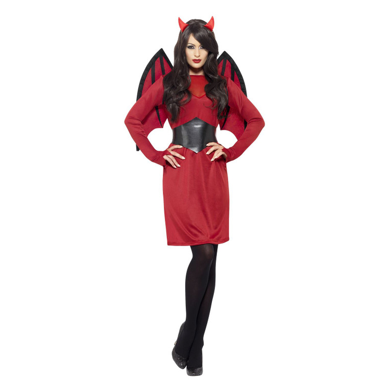 Women's Black And Red Economy Devil Costume