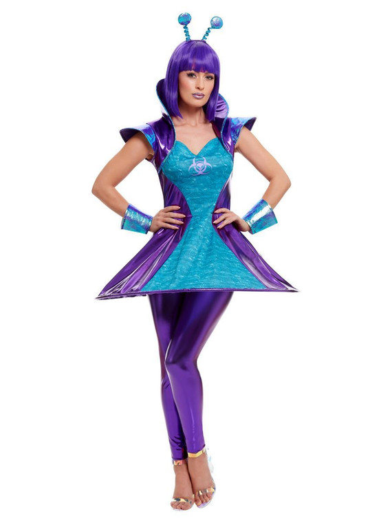 Women's Blue And Purple Alien Lady Halloween Costume