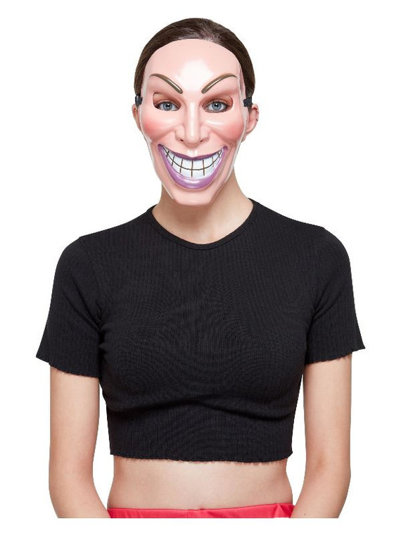 Adults Female Smiler Halloween Creepy Beige Face Mask