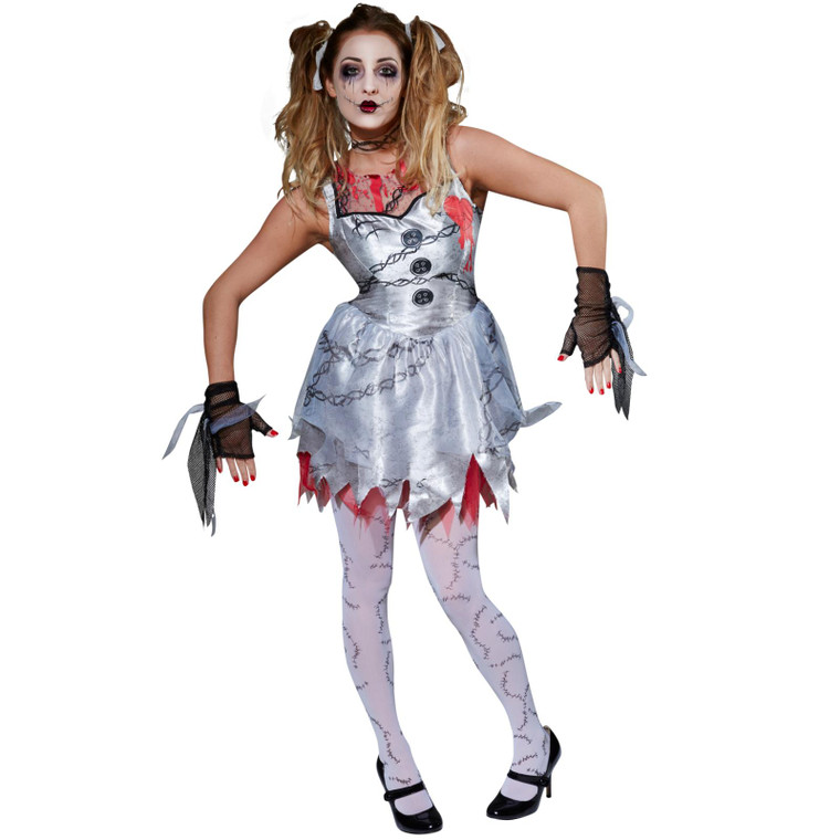 Women's Grey Deathly Doll Halloween Costume