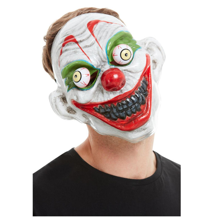 Adults White Moving Eye Clown Halloween Mask