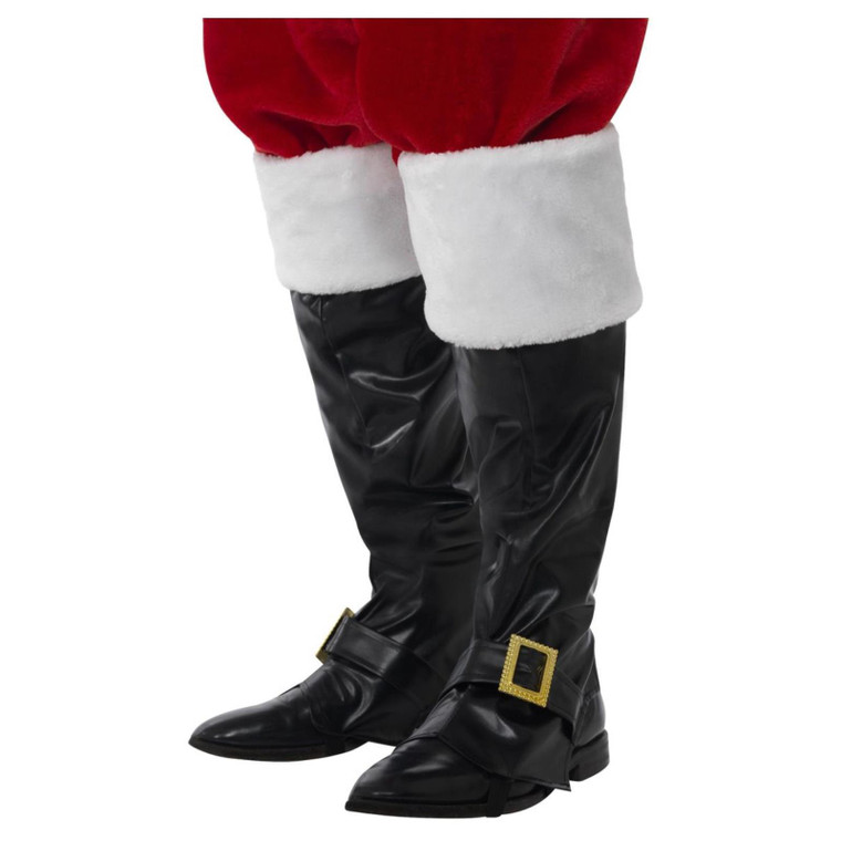 Adults Deluxe Black Santa Claus Costume Boot Covers