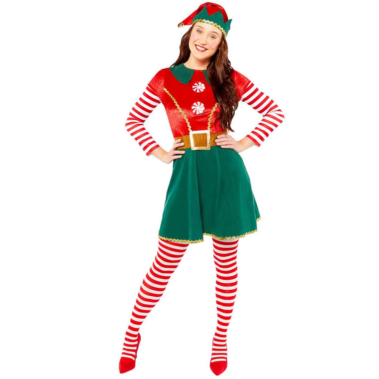 Women's Red And Green Cute Elf Christmas Costume