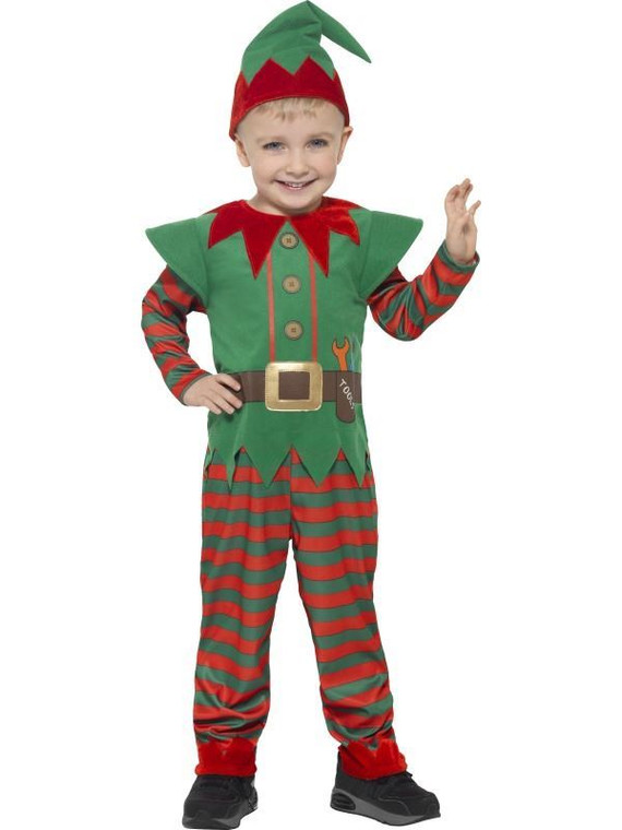 Children's Red And Green Toddler Elf Costume