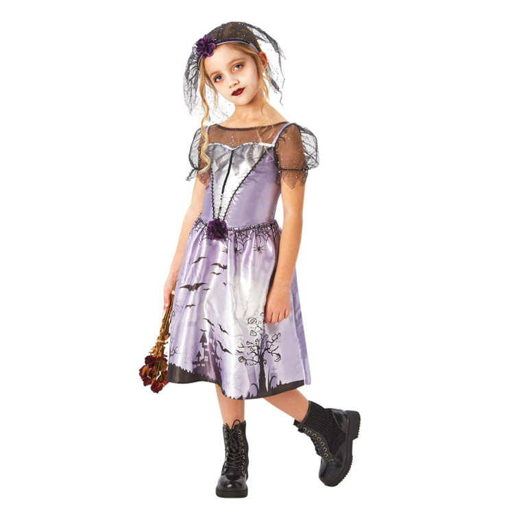 Children's Purple Gothic Bride Halloween Dress Costume