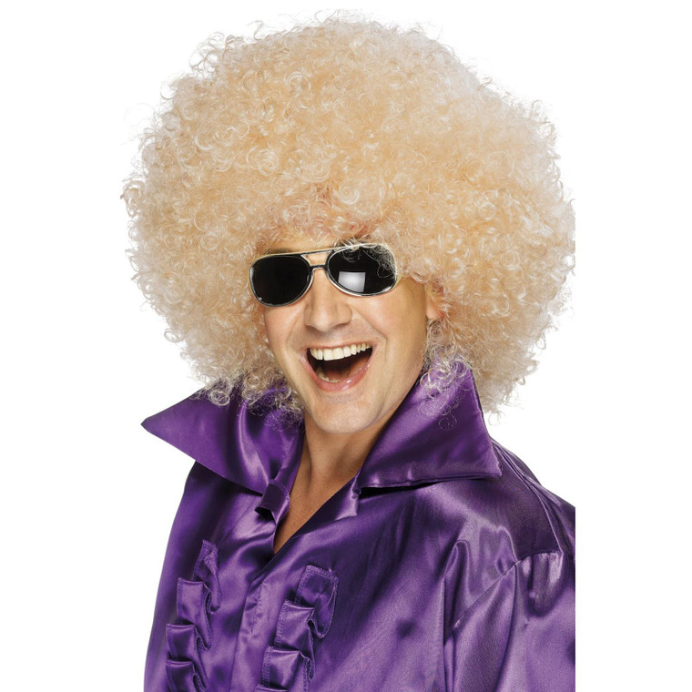 Adults Blonde Afro Mega Huge 1970's 80's Funky Wig