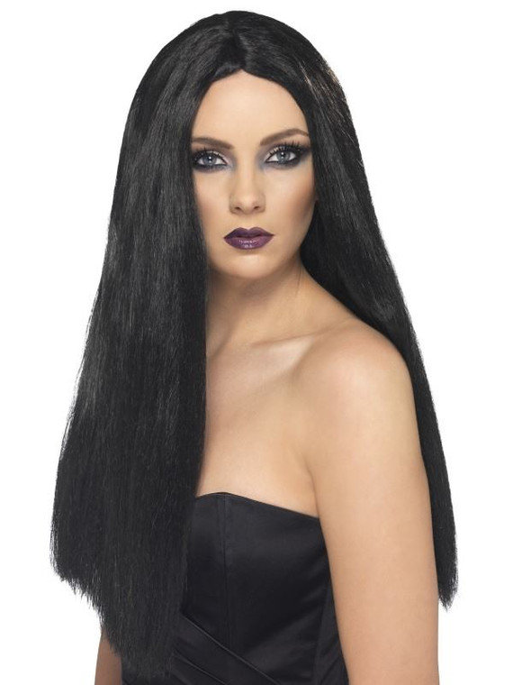 24" Adults Black Straight Halloween Styled Wig