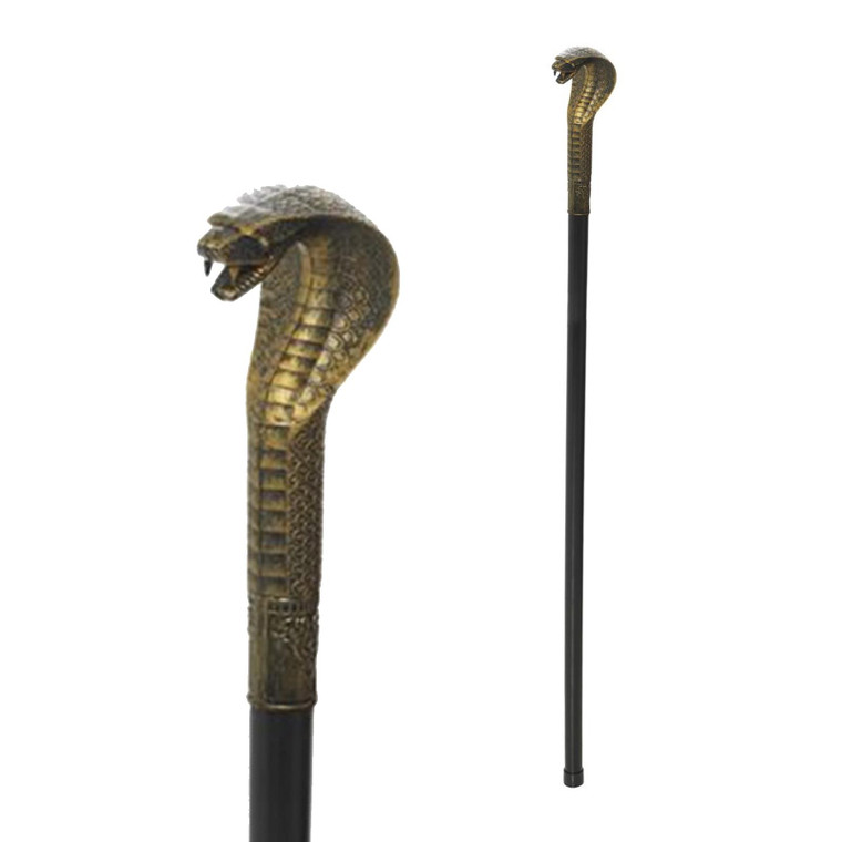 93cm Gold And Black Voodoo Walking Stick Cane With Snake