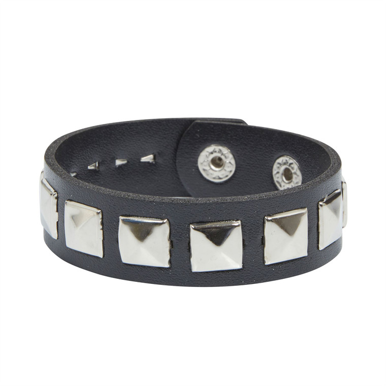 Adults Black And Silver Studded Costume Wristband