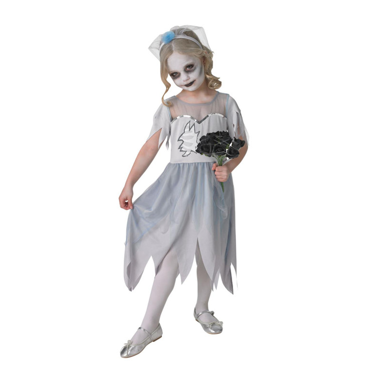 Children's White And Grey Dearly Departed Bride Costume