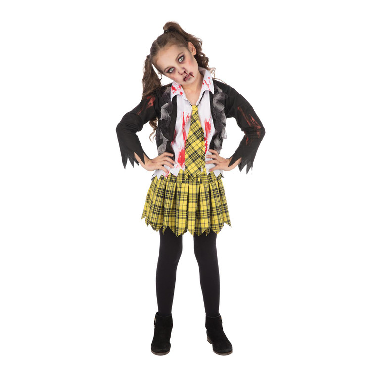 Children's Yellow Zombie School Girl Halloween Costume