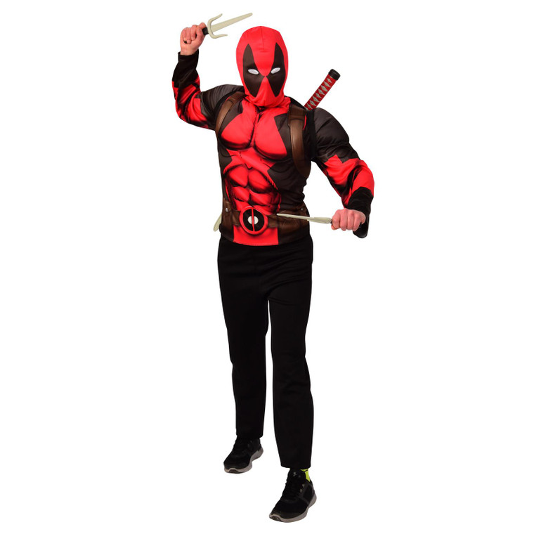 Men's Red And Black Official Deadpool Costume Kit