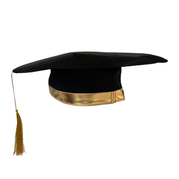 Black And Gold Graduation Mortarboard Hat