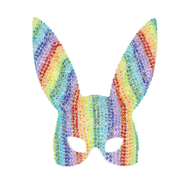 Fever Deluxe Rainbow Jewel Studded Bunny Mask