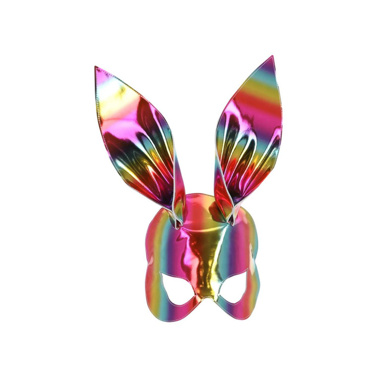 Adults Rainbow Metallic Bunny Mask