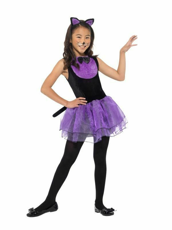 Girls Cat Tutu Dress Costume Child Halloween Purple Fancy Dress Outfit Kids