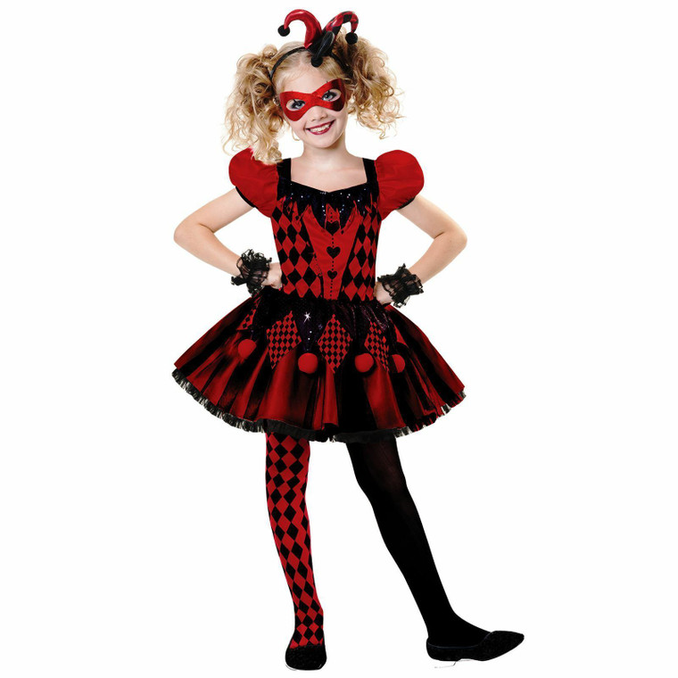 Girls Harlequin Cutie Clown Costume