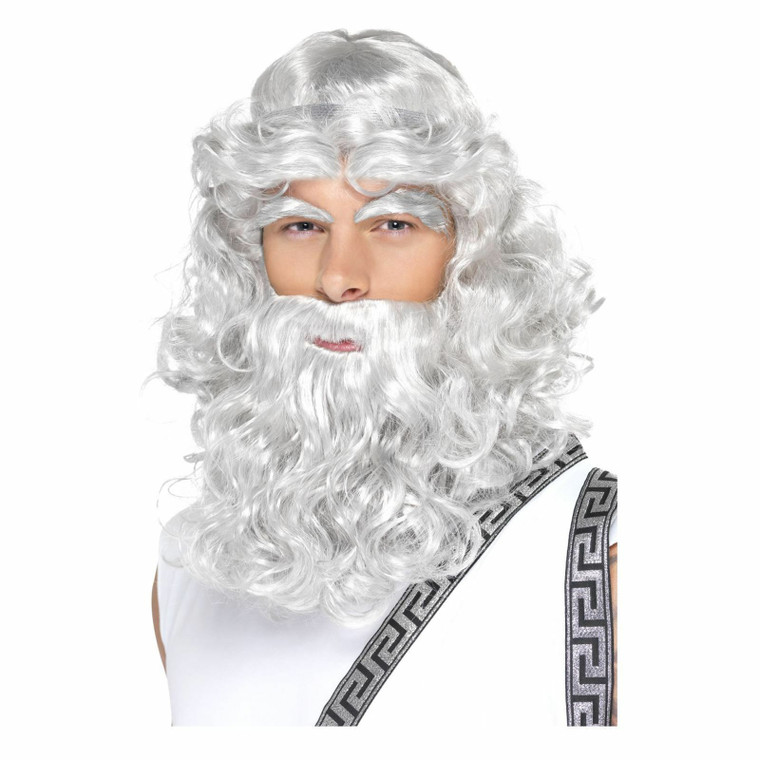 Mens Greek God Zeus Wig, Beard and Eyebrows Set