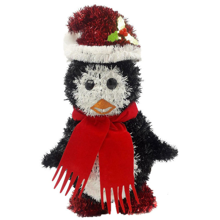 29cm Standing Tinsel Penguin Decoration 