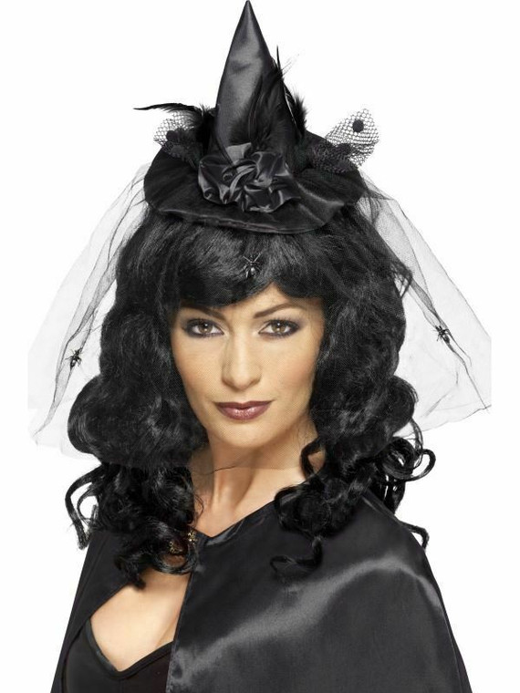 Witch Hat Mini Halloween Adult Womens Fancy Dress Costume Accessory - Black