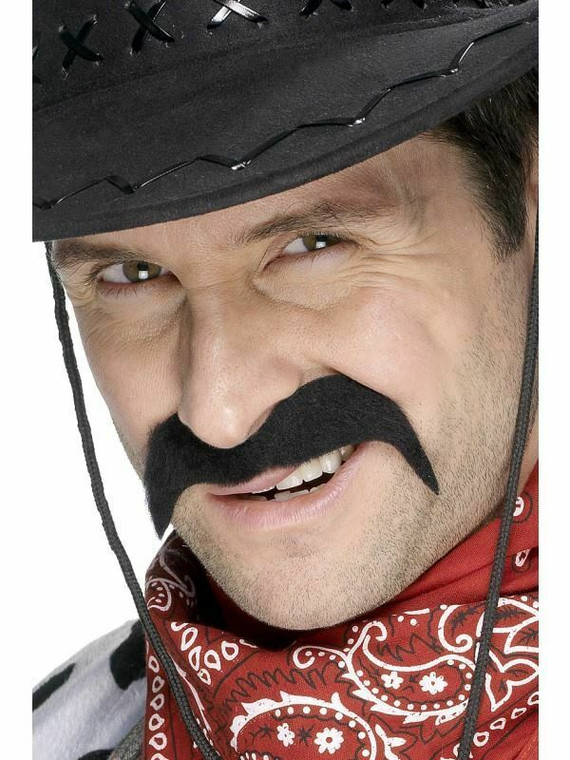 Cowboy Tash Self-Adhesive Moustache Cowboy Mens Fancy Dress Accessory