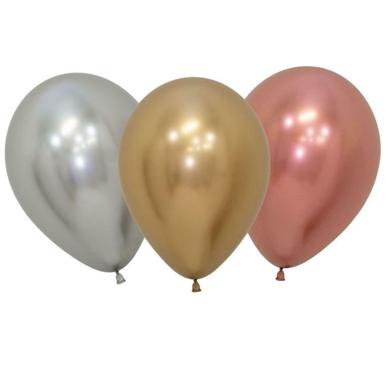 50 Reflex Metallic Silver Gold Rose Gold Latex Balloons New Years Party Decor