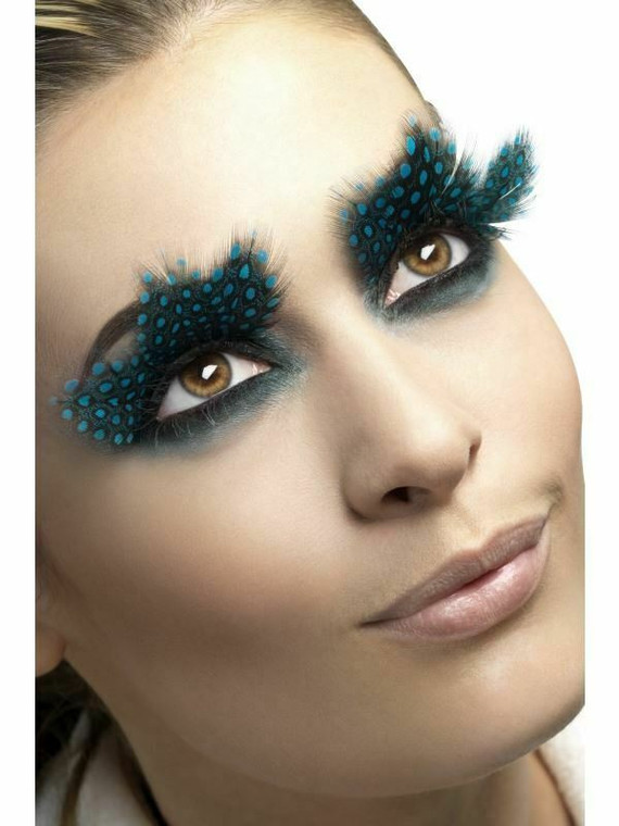 Ladies Feather Fake False Eyelashes Halloween Fancy Dress Costume Accessory