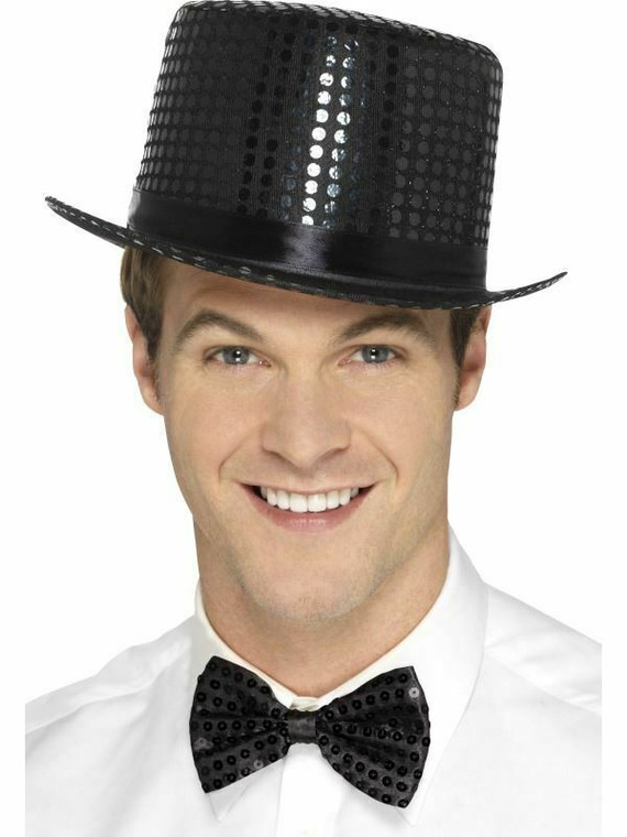 Adults Sequin Top Hat Mens Ladies Ringmaster Show Theatre Fancy Dress Accessory