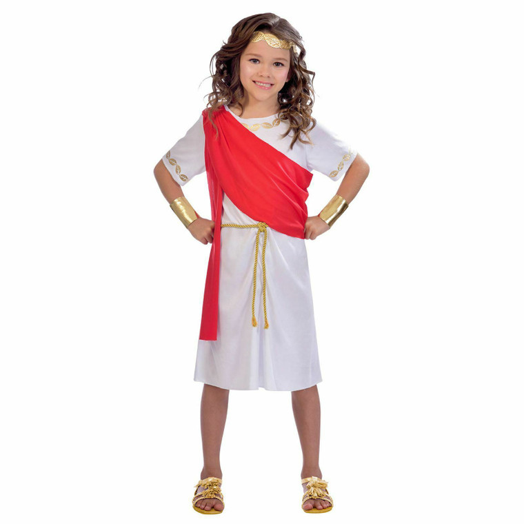 Girls Red and White Toga Costume