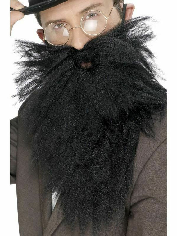 Long Jewish, Amish Or Dwarven Style Beard & Tash Black Stag Nite Fancy Dress