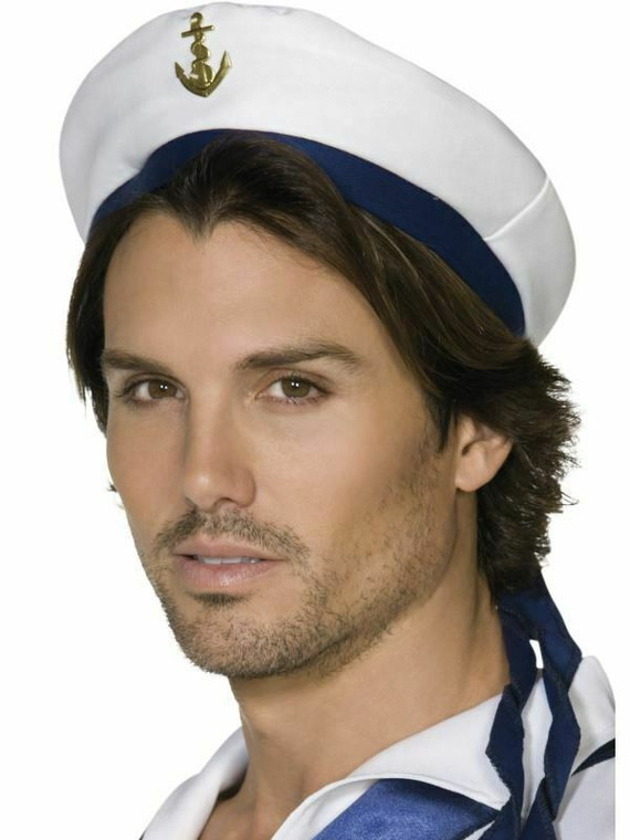 Deluxe Captain Hat Sea Marine Peaked Cap Sailor Fancy Dress Accessory Anchor