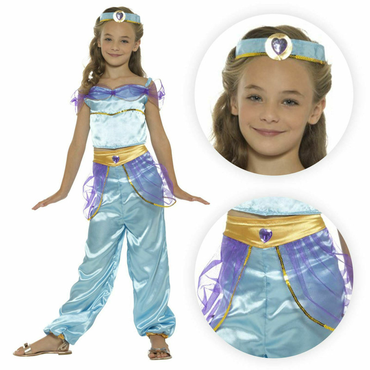 Girls Arabian Genie Princess Fancy Dress Costume