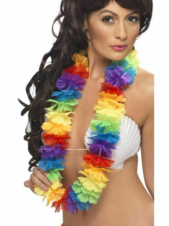 Hawaiian Lei Flower Neck Garland Hula Girl Fancy Dress Costume Accessory Adults