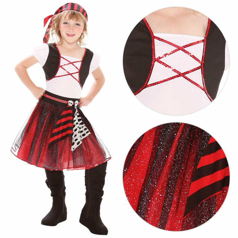 Girls Punky Pirate Fancy Dress Costume