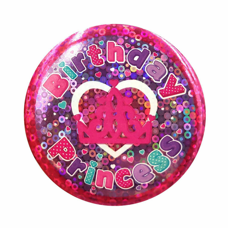 5.5cm Birthday Princess Holographic Badge