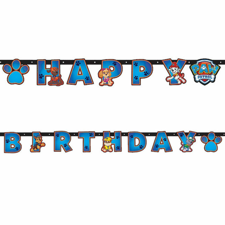 2.4m PAW Patrol Happy Birthday Letter Banner Party Decoration Kids Puppy Chase