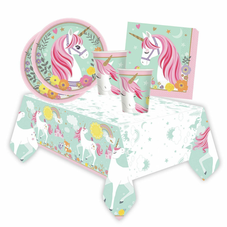 Girls Birthday Magical Unicorn Tableware Partyware Picnic Party Decoration Pink