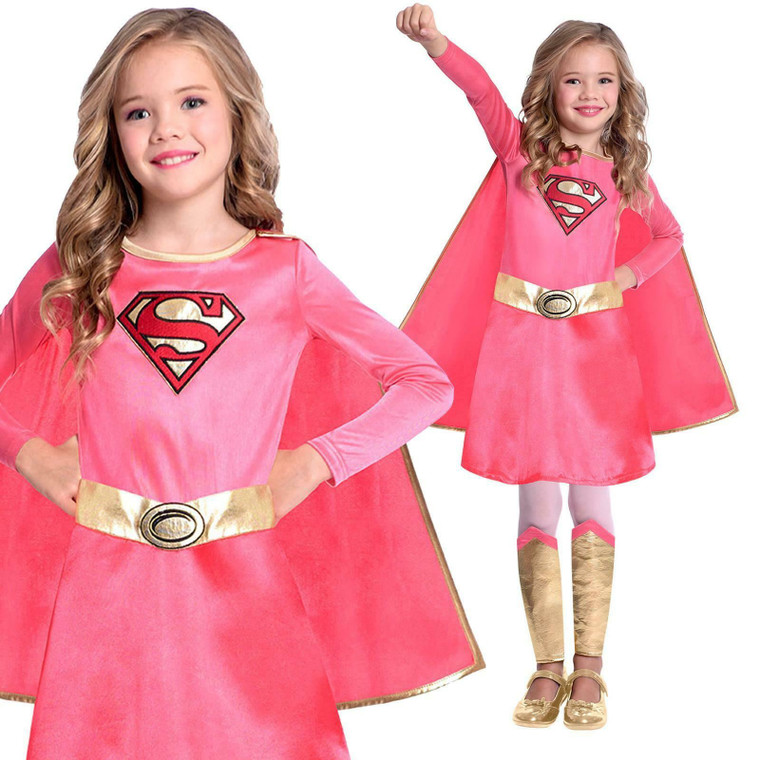 Girls Supergirl Pink Costume