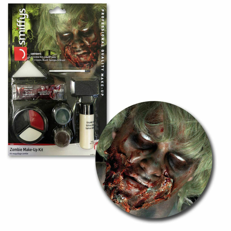 Halloween Horror Liquid Latex Blood Zombie SFX Makeup Kit Bundle Dead Cosplay