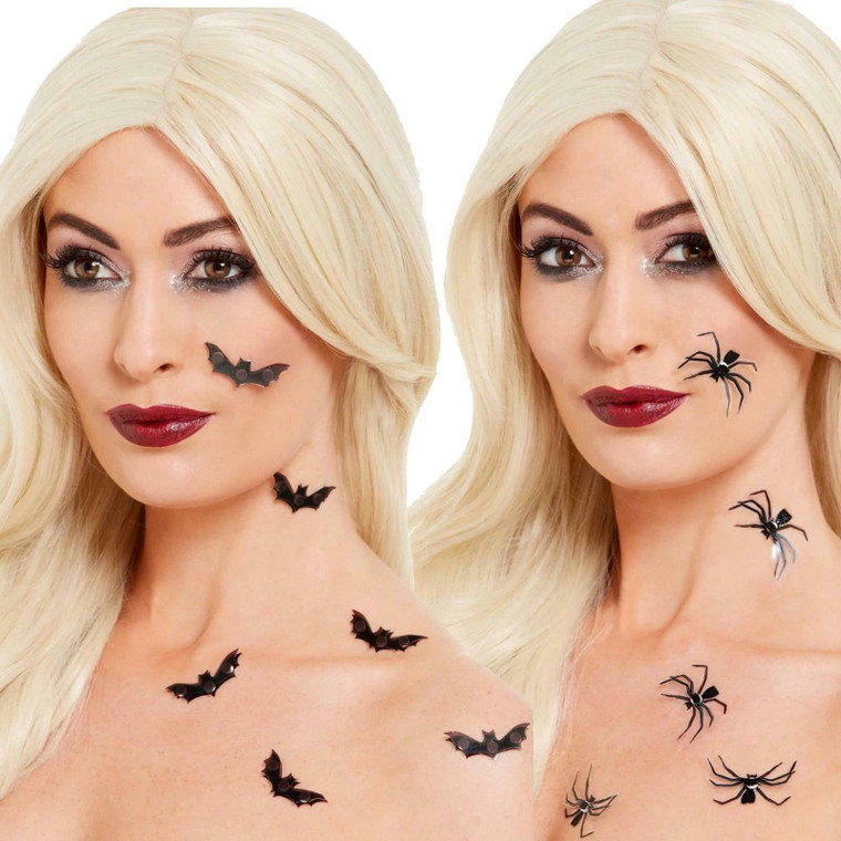 3D Spider & Bat Stickers FX Make Up  Witch Vampire Halloween Costume Accessory