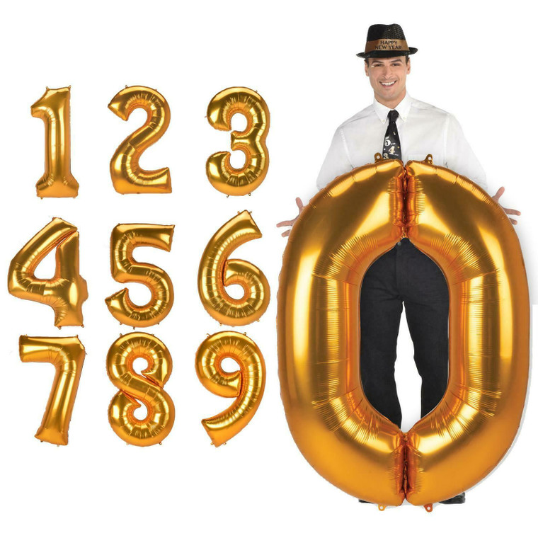 Gold Giant Foil Helium Air Filled Number Birthday New Years Decoration Balloons
