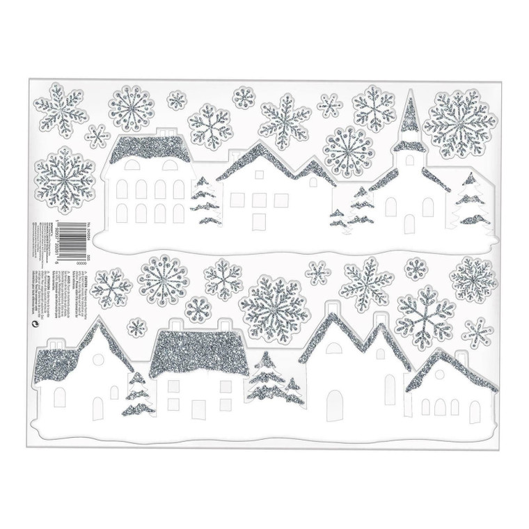 White Winter Village Window Clings 