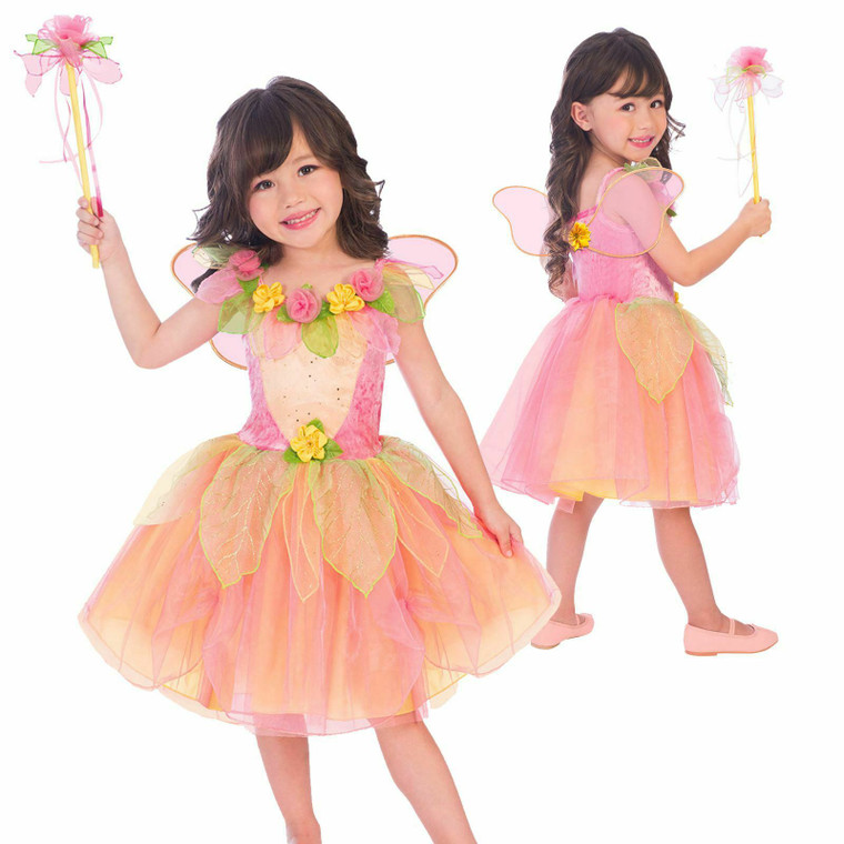 Girls Spring Garden Fairy Dress, Wings and Wand