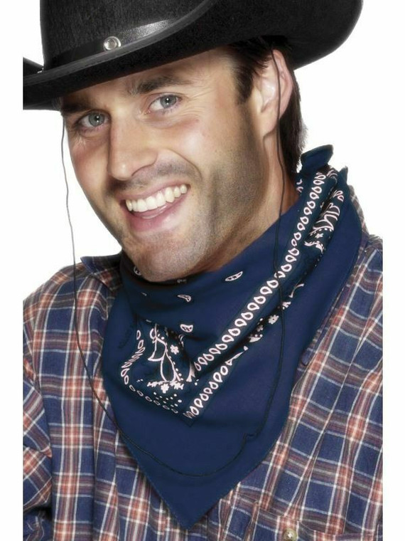 Cowboy Bandanna Western Sheriff Outlaw Scarf Adult Fancy Dress Costume BLUE