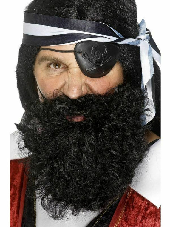 Pirate Buccaneer Beard Adult Mens Smiffys Fancy Dress Costume Accessory - Black