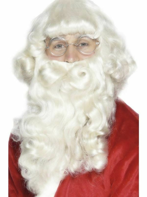 Santa Thick White Wig + Classic Beard Set Christmas Grotto Fancy Dress Accessory