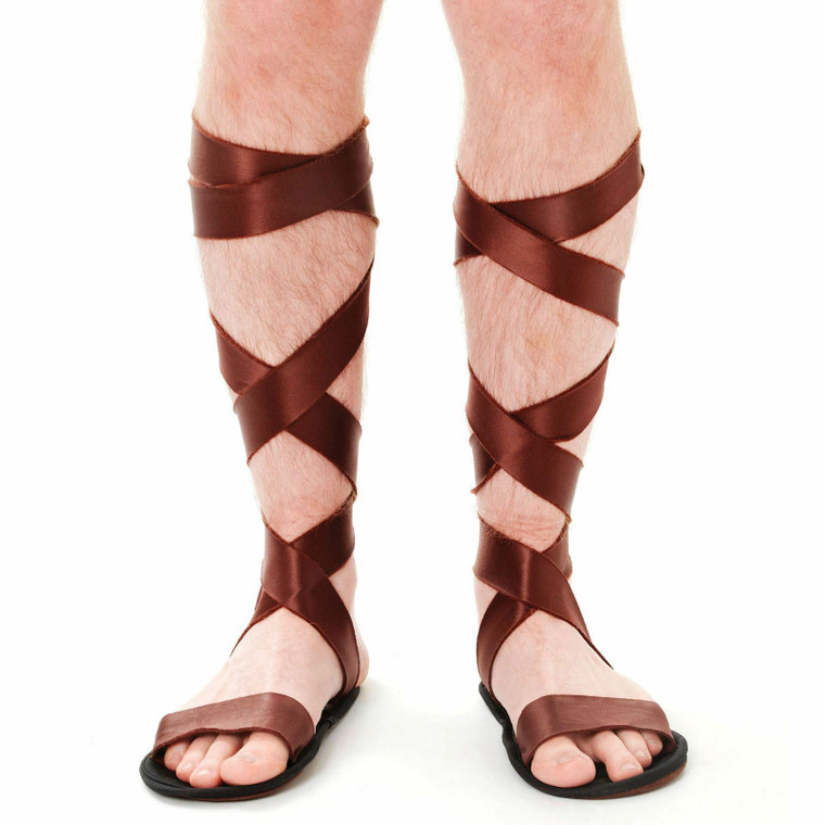 Mens Brown Leg Wrap Roman Sandals Upto UK 9