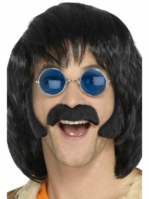 60S Hippie Disguise Kit Moustache + Sideburns Adult Mens Fancy Dress Accessory