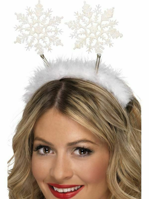 Glitter White Snowflake Headbopper Headband