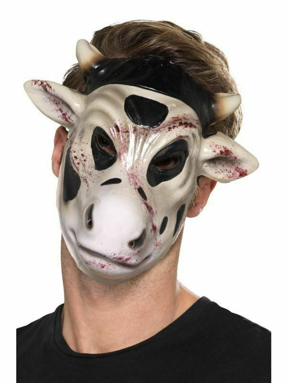 Adult One Sized Killer Spooky Bloody Horror Halloween Fancy Dress Smile Cow Mask